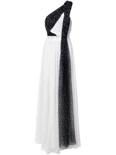 one shoulder pleated combo gown  Prabal Gurung