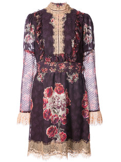 платье с высокой горловиной и принтом роз Anna Sui