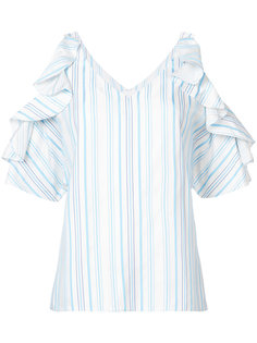 striped ruffle sleeved shirt Christian Siriano