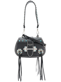 сумка на плечо с бахромой Prada