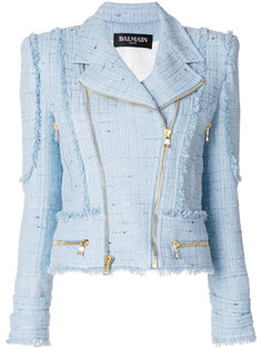 твидовая байкерская куртка  Balmain