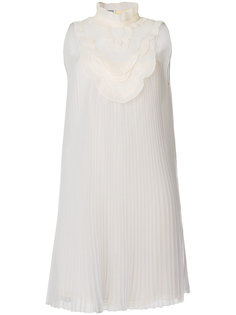 плиссированное платье с поясом Prada