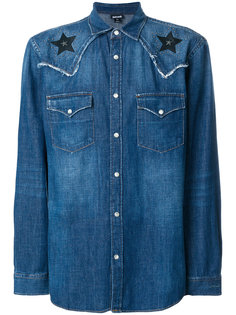 джинсовая рубашка с заплатками в виде звезд Just Cavalli