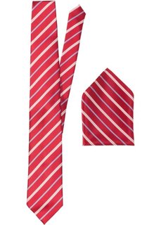 Набор: галстук + карманный платочек в полоску (красный в полоску) Bonprix