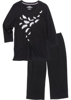 Пижама с брюками-капри и футболкой с рукавом 3/4 (черный/белый с рисунком) Bonprix