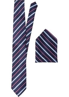 Набор: галстук + карманный платочек в полоску (темно-синий в полоску) Bonprix