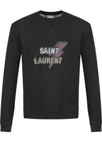 Хлопковый свитшот с принтом Saint Laurent