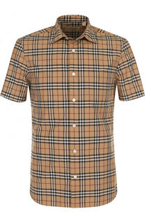 Хлопковая рубашка в клетку с короткими рукавами Burberry