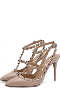 Кожаные туфли Rockstud с ремешками на шпильке Valentino