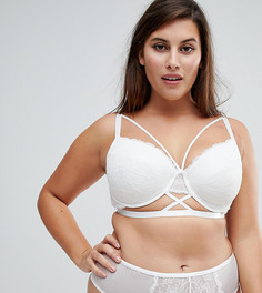Кружевной бюстгальтер с формованными чашечками и бретельками ASOS CURVE Becca - Белый