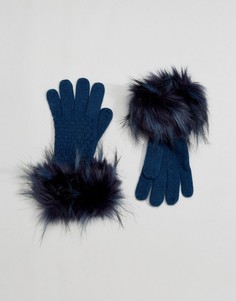Перчатки с декоративной строчкой Alice Hannah - Темно-синий