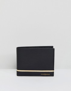 Кожаный бумажник с золотистой отделкой Noose & Monkey - Черный