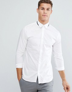 Приталенная рубашка с отделкой на воротнике Selected Homme - Белый