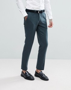 Сине-зеленые брюки зауженного кроя с добавлением шерсти ASOS - Зеленый