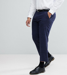 Темно-синие фактурные укороченные брюки слим в строгом стиле ASOS PLUS - Темно-синий