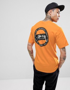 Оранжевая футболка с принтом на спине Stussy - Оранжевый