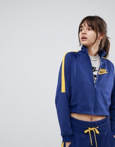 Желто-синяя укороченная спортивная куртка Nike - Синий