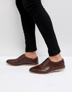 Светло-коричневые повседневные кожаные туфли на шнуровке с перфорацией ASOS - Коричневый