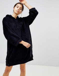 Черный oversize-худи из искусственного меха Puma - Черный