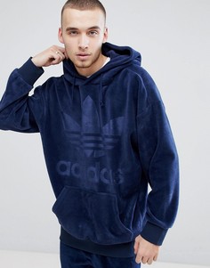 Oversize-худи из велюра темно-синего цвета adidas Originals adicolor CW1327 - Темно-синий