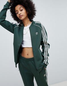Зеленая спортивная куртка с тремя полосами adidas Originals adicolor - Зеленый