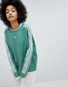 Зеленый свитшот с тремя полосками adidas Originals adicolor - Зеленый