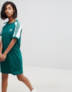 Зеленое платье с рукавами реглан и тремя полосками adidas Originals - Зеленый