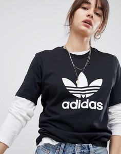 Свободная черная футболка adidas Originals adicolor - Черный