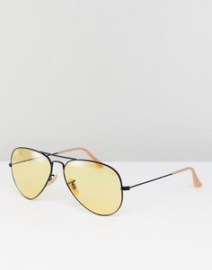Солнцезащитные очки-авиаторы с желтыми стеклами 58 мм Ray-Ban 0RB3025 - Черный