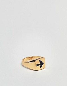 Золотистое кольцо на мизинец с ласточкой ASOS - Золотой