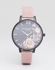 Часы с розовым замшевым ремешком и цветочным принтом Olivia Burton OB16AD26 After Dark - Розовый