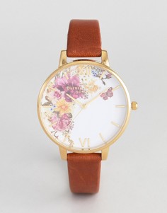 Часы со светло-коричневым кожаным ремешком Olivia Burton OB16EG94 Enchanted Garden - Рыжий