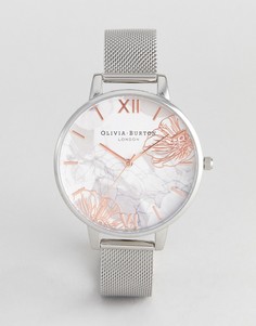 Серебристые часы с сетчатым браслетом и абстрактным цветочным принтом Olivia Burton OB16VM20 - Серебряный