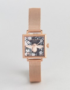 Квадратные часы цвета розового золота Olivia Burton OB16AM134 - Золотой