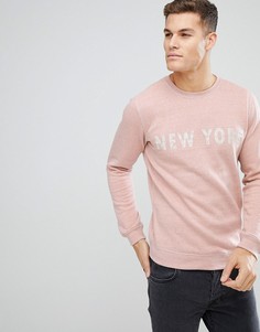 Розовый меланжевый свитшот с принтом New York Solid - Розовый !Solid