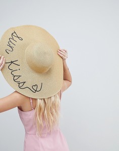 Соломенная шляпа с надписью Sun Kiss из пайеток ASOS - Золотой