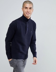 Темно-синяя футболка-поло с длинными рукавами и пуговицами Tommy Hilfiger Tylor - Темно-синий