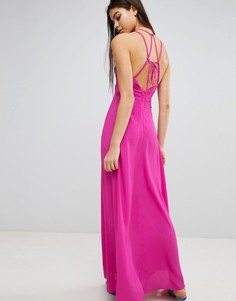 Платье макси халтер с открытой спиной ASOS - Розовый
