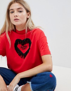 Oversize-футболка с надписью Not Thinking Lazy Oaf Valentines - Красный