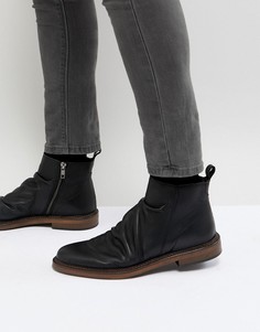 Черные кожаные ботинки на молнии Walk London - Черный