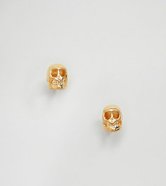 Серьги-гвоздики в форме черепа из позолоченного серебра Reclaimed Vintage Inspired - Серебряный