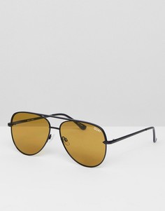 Солнцезащитные очки-авиаторы черного/оливкового цвета Quay Australia Sahara - Черный
