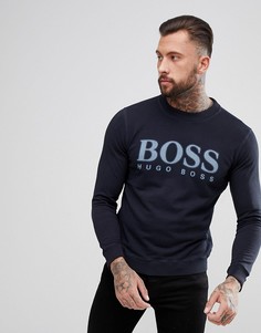 Темно-синий свитшот с круглым вырезом BOSS - Темно-синий