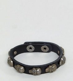 Черный кожаный браслет с черепом Reclaimed Vintage Inspired эксклюзивно для ASOS - Черный