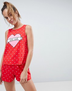 Пижама с майкой и шортами ASOS Love Club - Красный