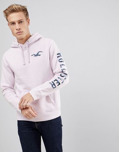 Худи лавандового цвета с принтом логотипа на рукаве и спине Hollister - Фиолетовый