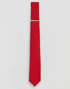 Красный фактурный галстук с зажимом Burton Menswear - Красный