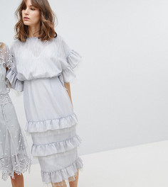 Эксклюзивное платье миди с ажурной отделкой Stevie May - Синий