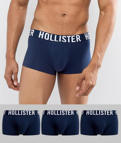 Набор из 3 темно-синих боксеров-брифов с логотипом на поясе Hollister - Темно-синий