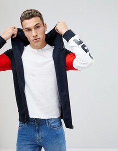 Худи с флисовой вставкой и принтом Jack & Jones Core - Темно-синий